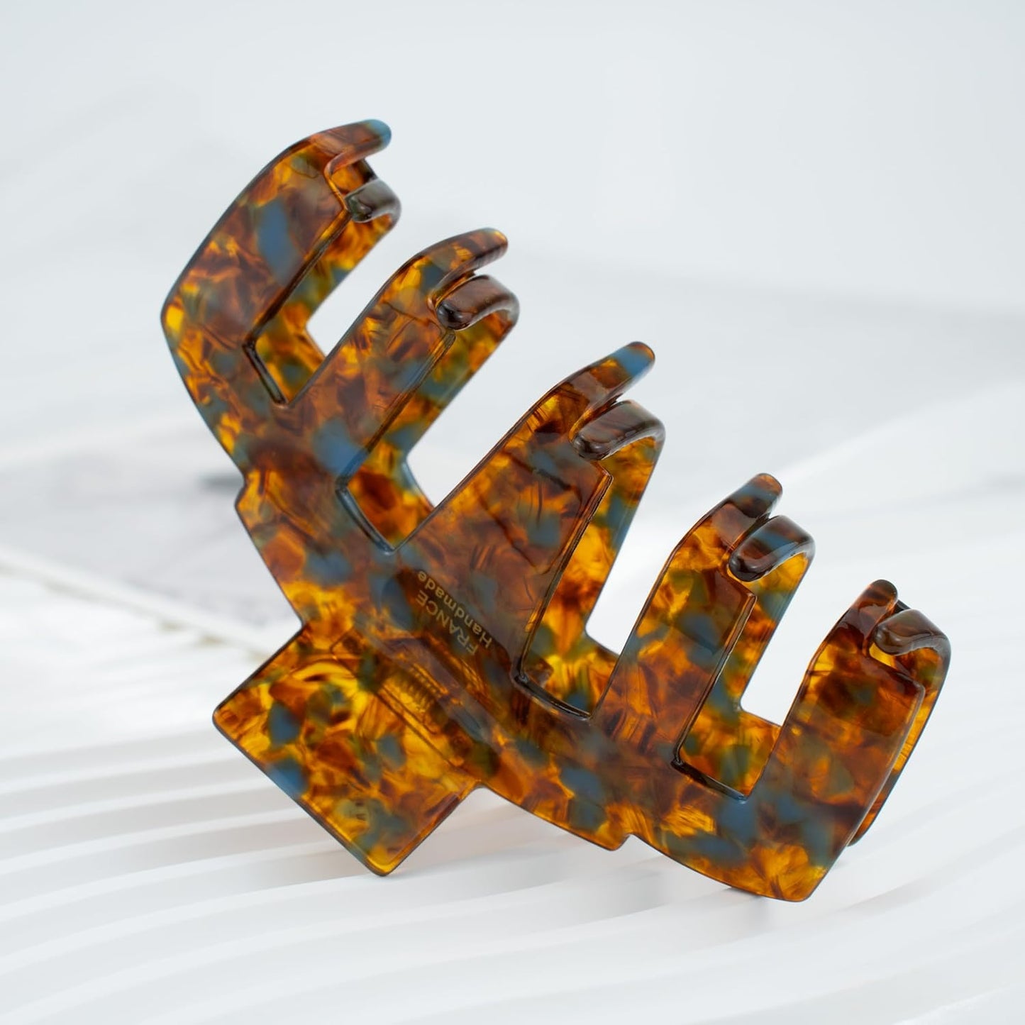 2 Pack French Handmade Tortoise Shell Acetate Claw Clip & Rose Hair Clip Set, Luxury Style Large Hair Claw Clips for Women