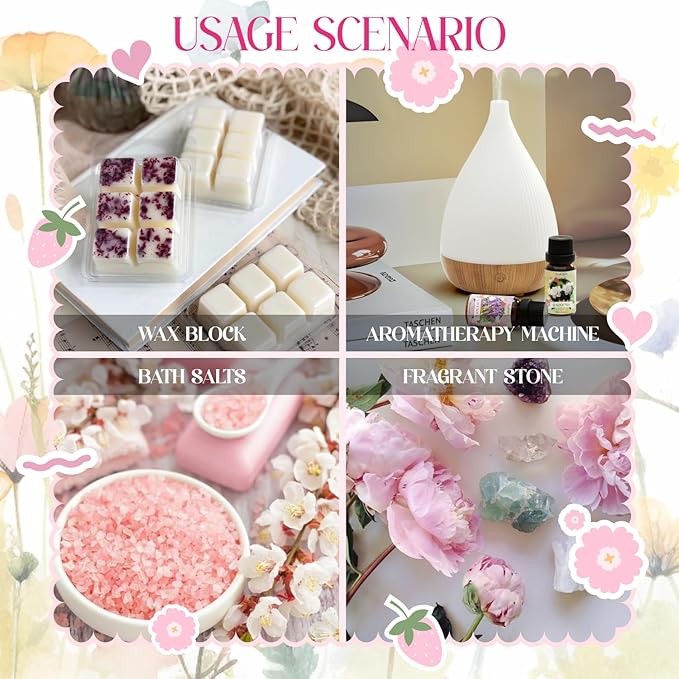 Backyard Fragrance Oils Set, Flower Essential Oil Gift Set for Diffuser, Floral Scent Diffuser Oil, Diffuser Scents Oil for Home-Gardenia, Rose, Lavender, Secret Garden, After Rain,Sunshine