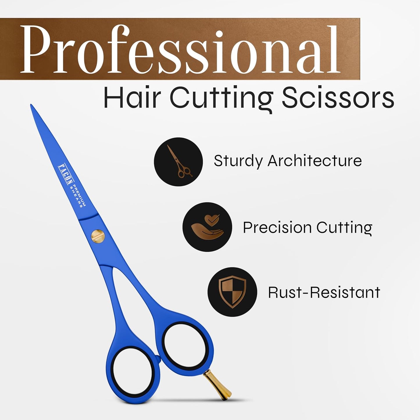 Facón Hair Cutting Scissors - Professional Hair Scissors 6.5 Inch Razor Edge Barber Shears Salon Hair Cutting Shears - Japanese Stainless Steel - Precision Cutting Premium Shears for Men, Women & Kids