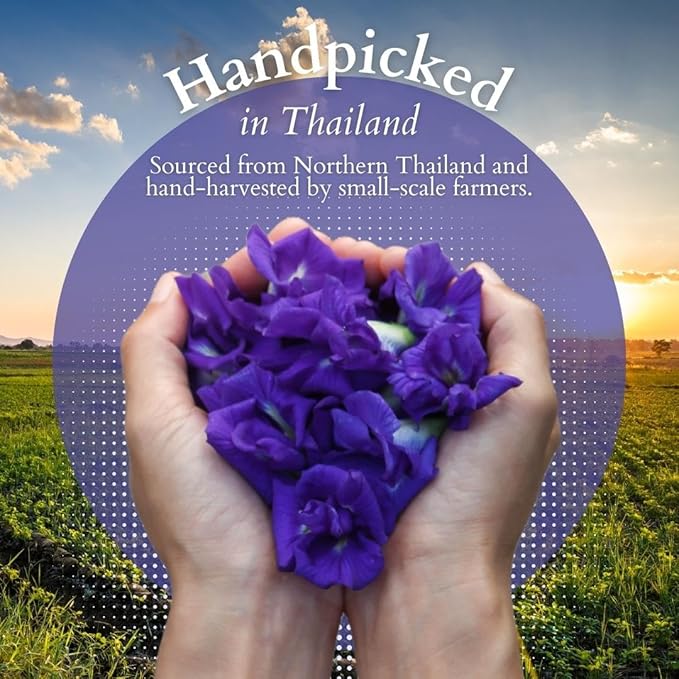 YESTEA 100% USDA Organic Butterfly Pea Flower 4.41 oz (375+ Cups) Small-Batch and Handpicked from Thailand - Non GMO Rich in Antioxidants, Caffeine Free, Vegan, and Gluten Free (4.41 Oz)