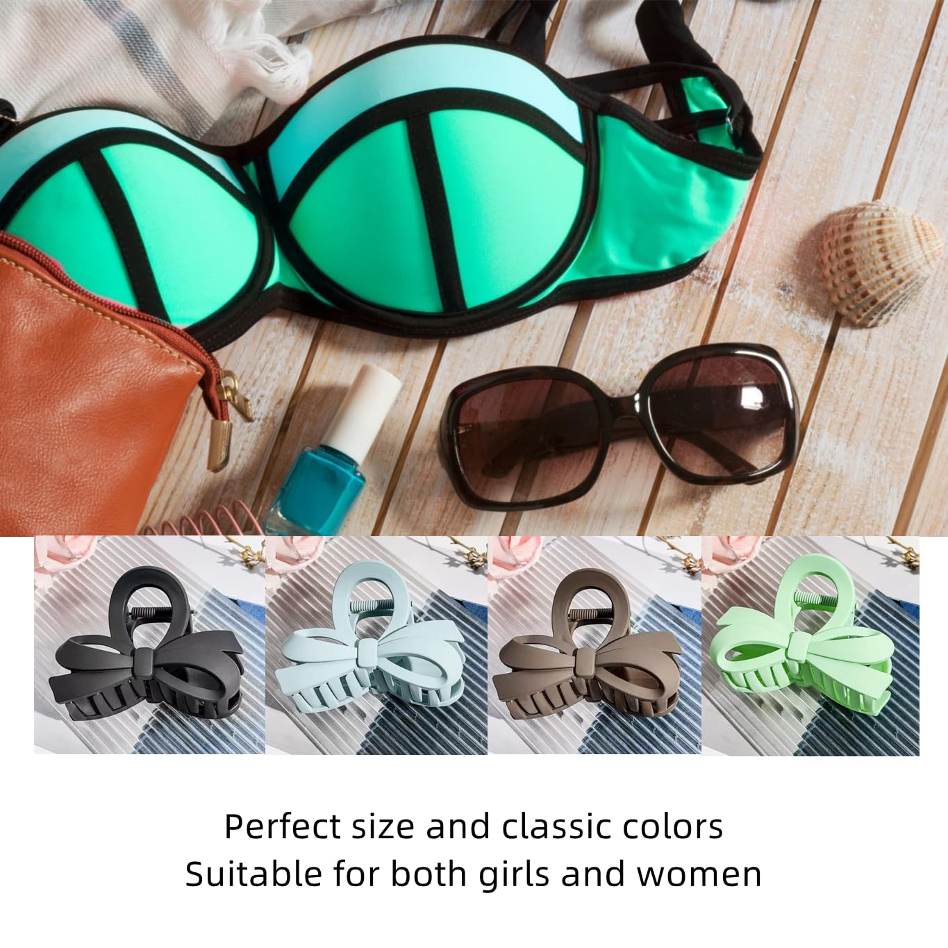 Hair Clip Hair Claw Clips for Women and Girls, Non Slip Strong Hold Tortoise Banana Hair Clips for Thick Hair 4 pcs