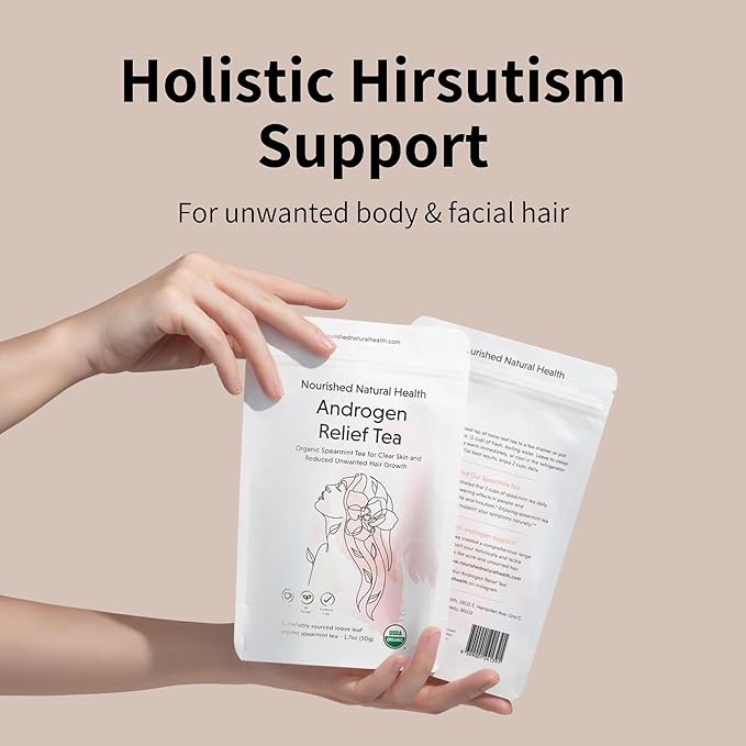 Nourished Androgen Relief Spearmint Tea - Organic Herbal Spearmint Tea for Clear Skin and Reduced Unwanted Facial Hair Growth - 180 Servings