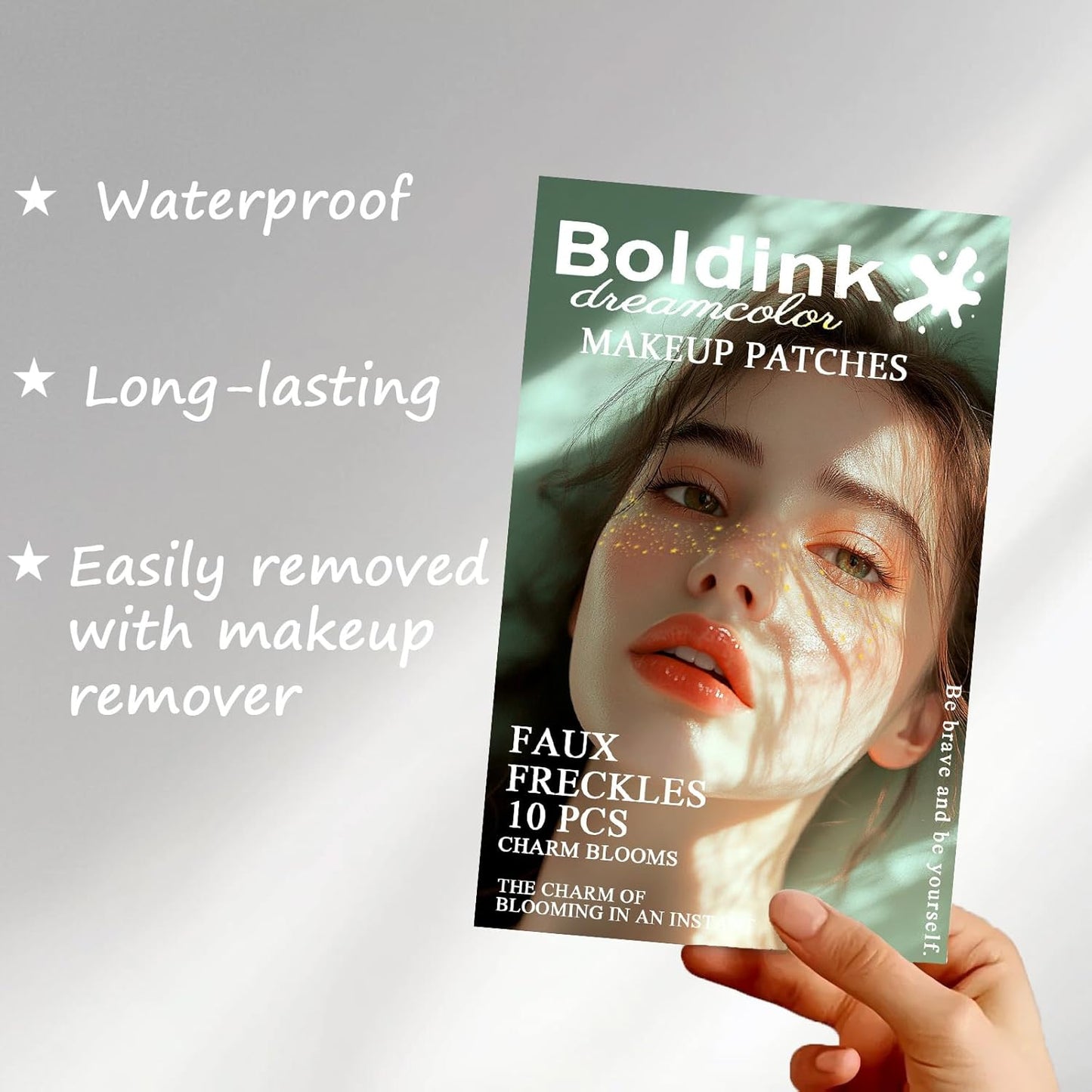 10 Pcs Gold Face Makeup Patches,Glitter Freckles Face Tattoo,Waterproof Face Glitter Speckles,Faux Freckle Patches,Temporary Face Freckles For Women(Gold Star)