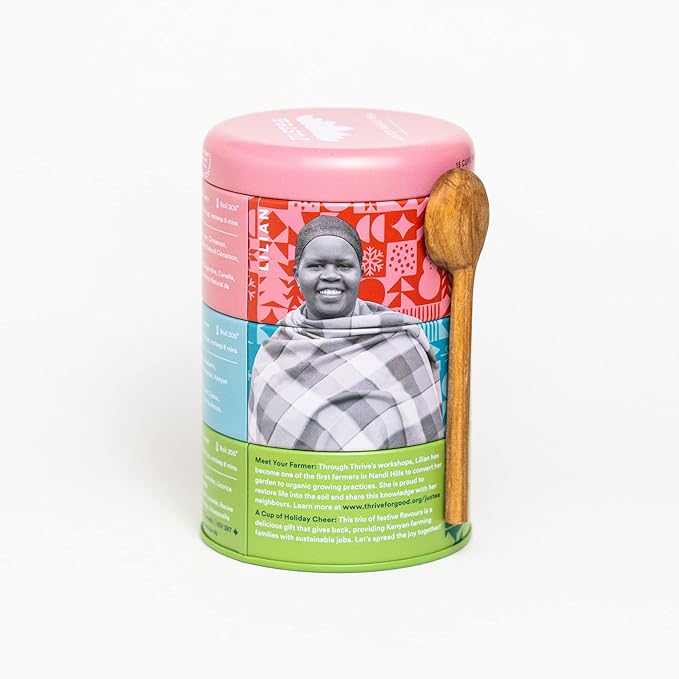 JusTea HOLIDAY TEA TRIO | Stacking Tins Variety Pack with Hand Carved Tea Spoon | Loose Leaf Tea | Variable Caffeine | Award-Winning | Fair Trade | Non-GMO