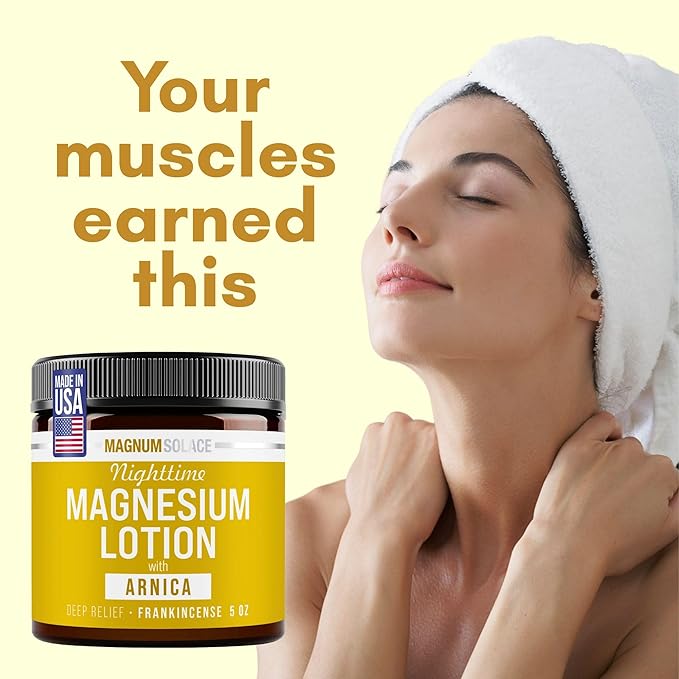 Nighttime Magnesium Lotion with Arnica – Soothing Relief & Relaxation, Highly Concentrated Magnesium for Muscles & Joints – Apply to Legs or Feet Before Bed – Skin-Friendly