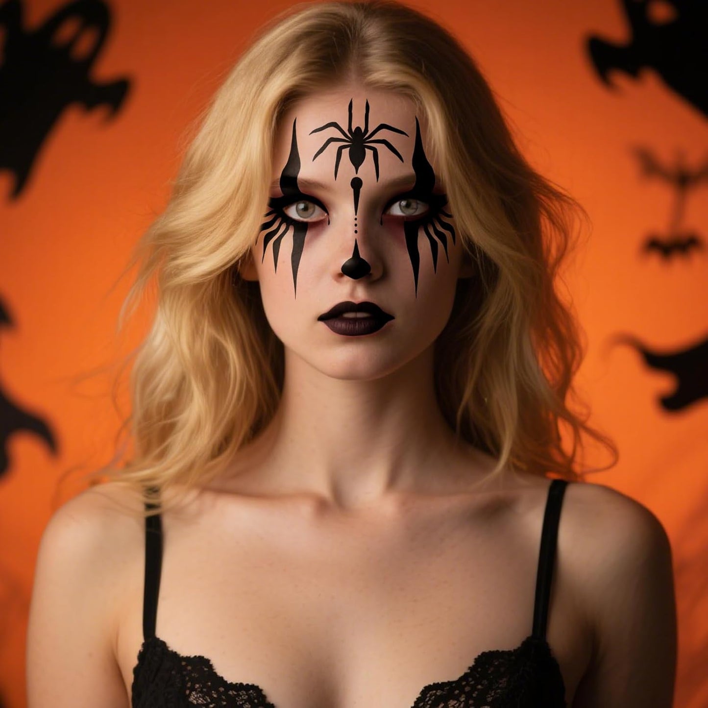 Halloween Spooky Face Tattoos, Spider Temporary Tattoo Stickers, Face Tattoo Decals,Temporary Makeup Stickers, Face Tattoo Sticker Art for Halloween Adults Costume Parties 8Pcs