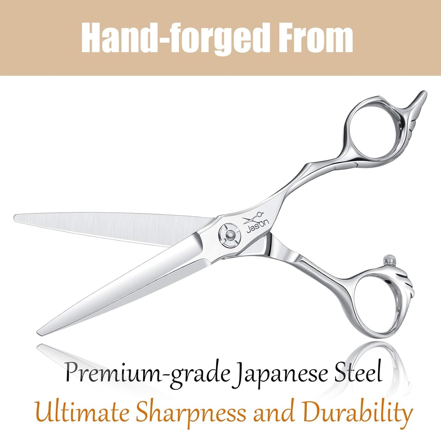 JASON 6" Hair Cutting Scissors with Ultimate Sharp Sword Blade, Professional Haircut Scissor Hair Trimming Shear for Barber, Hairdresser, Stylist, Women and Men, Japanese 440C Stainless Steel