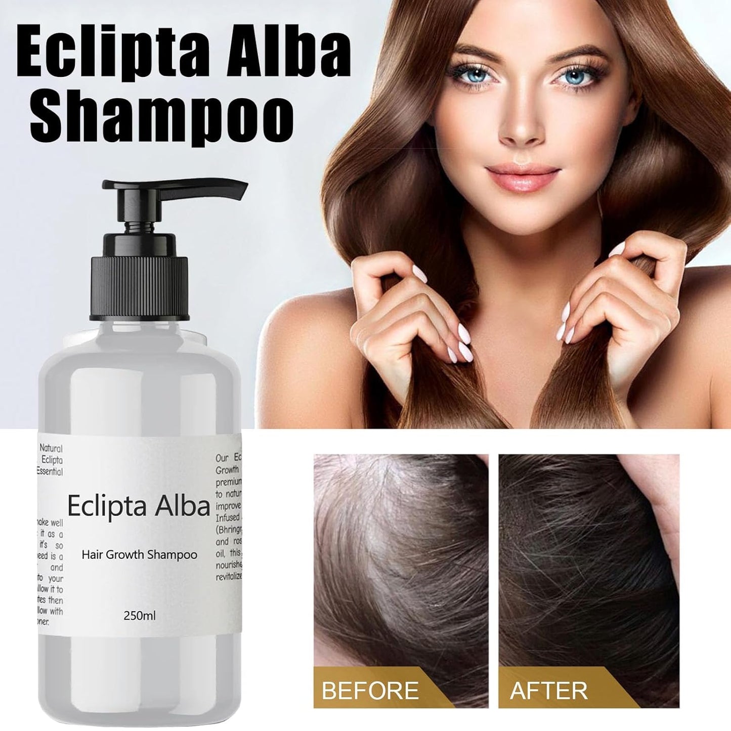 Eclipta Alba Shampoo for Hair Growth with Organic Bhringraj Oil, Strengthens & Nourishes Hair, Prevents Hair Loss, Safe for All Hair Types – 250ml