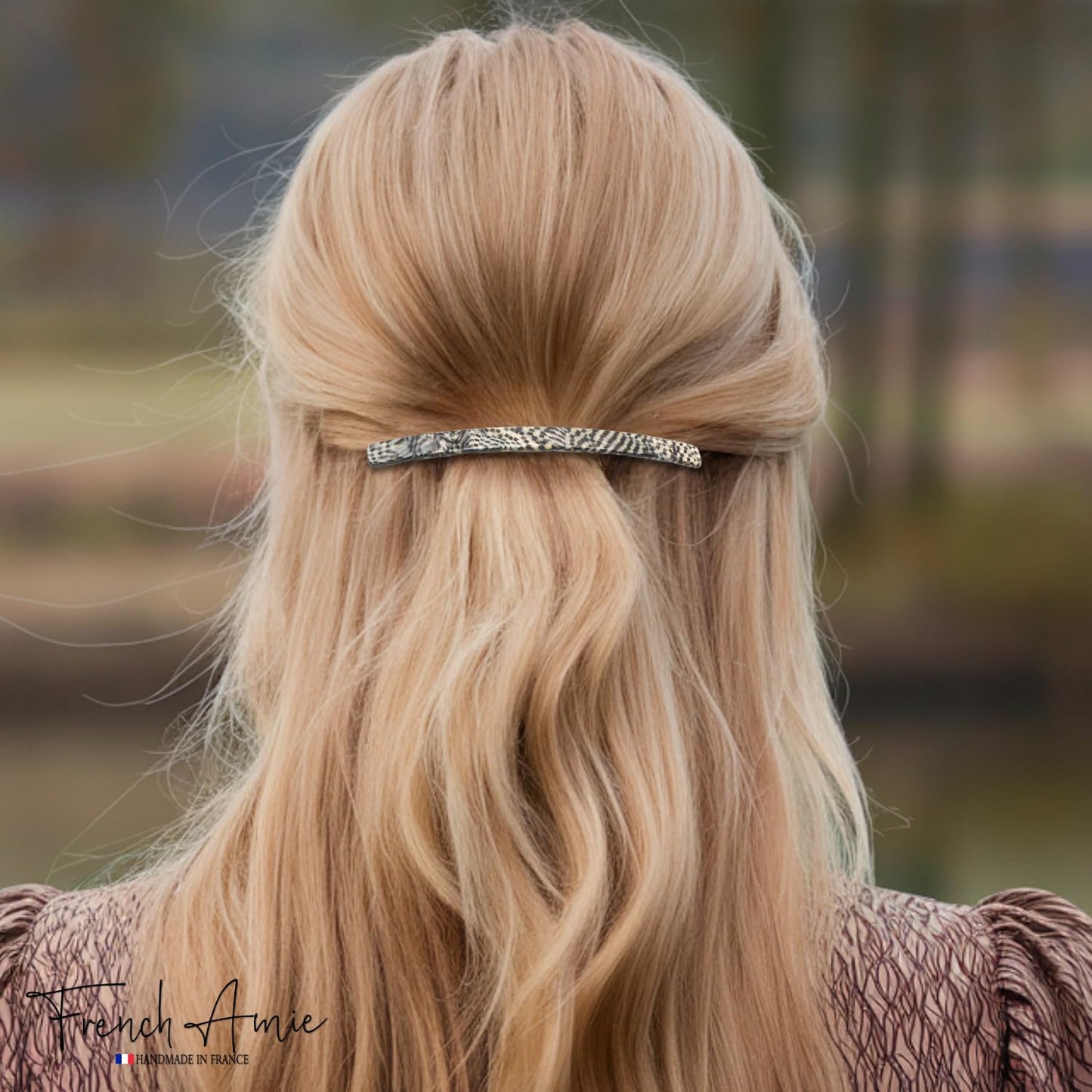 French Amie Long and Thin Opera Large 4" Handmade Celluloid Hair Barrette French Hair Clip for Girls Strong Hold Hair Clips for Women No Slip Durable Paris Hair Accessories, Made in France (Opera)