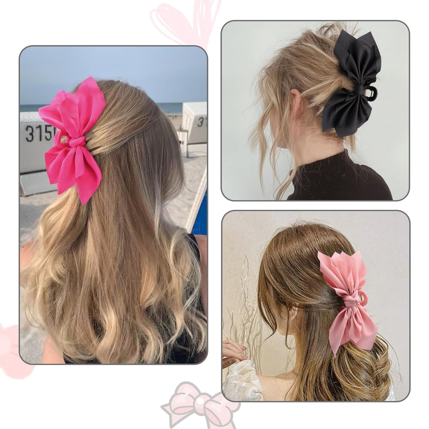 Bow Claw Clips Bow Hair Clips 3PC Big Hair Bows for Women Butterfly Styling Large Hair Clips for Thick Hair for Girls Hair Accessories for Teen