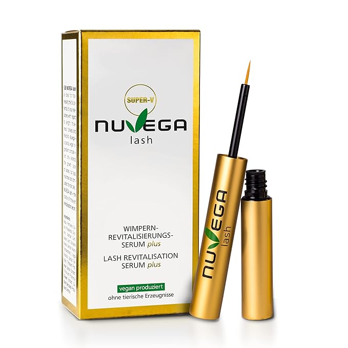 Nuvega Lash Super V - Vegan Eyelash Serum & Eyebrow Serum for Long Eyelashes in just 4-6 Weeks I Lash Serum I Eyelash Growth Serum I Made in Germany I 3ml