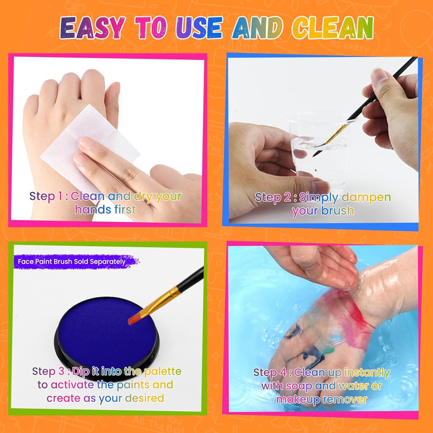 Dark Blue Face Paint, Water Based Facepaint, Non Toxic Dark Blue Body Paint, High Pigment Face Painting for Halloween, Easter, Costume, Themed Parties, Cosplay 1.06 Oz.