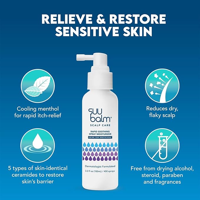 Scalp Care, Rapid Soothing Scalp Relief Spray Moisturiser Treatment, Itchy Scalp Treatments, Spray for Itchy Dry Scalp, Leave In Treatment for Itchy, Sensitive skin, Derm-Formulated,1.35 fl oz