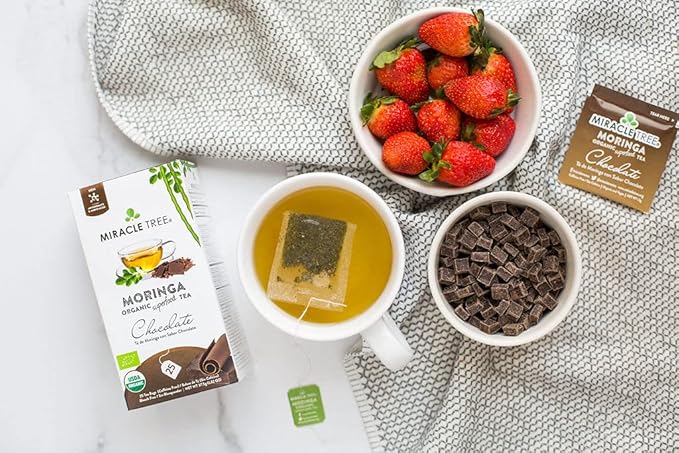 Miracle Tree - 6 Count of Organic Moringa Superfood Tea, 25 Individually Sealed Tea Bags, Chocolate (Keto, Detox, Energy/Immunity Booster, Vegan, Gluten-Free, Organic, Non-GMO, Caffeine-Free)
