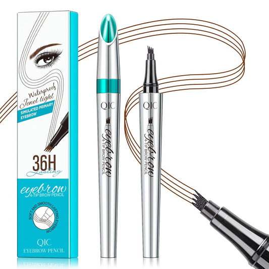Eyebrow Pencil with 4 Tip Microblade for Natural Eyebrow Makeup Eyebrow Microblading Pen Waterproof &Smudge-Proof (3# Reddish Brown)