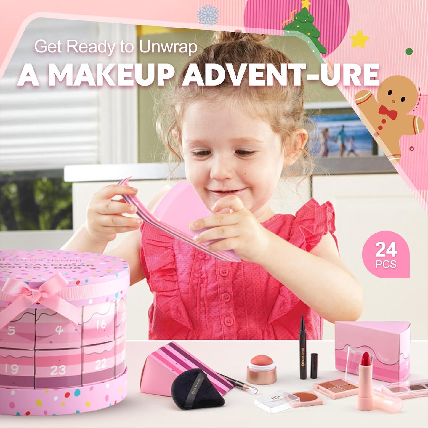 Color Nymph Makeup Advent Calendar 2025, 24 Days Advent Calendar Mystery Box for Christmas, Makeup Gift Sets - Xmas Beauty Countdown Calendar Cosmetics Kit for Women Girls Teens Daughters #Pink