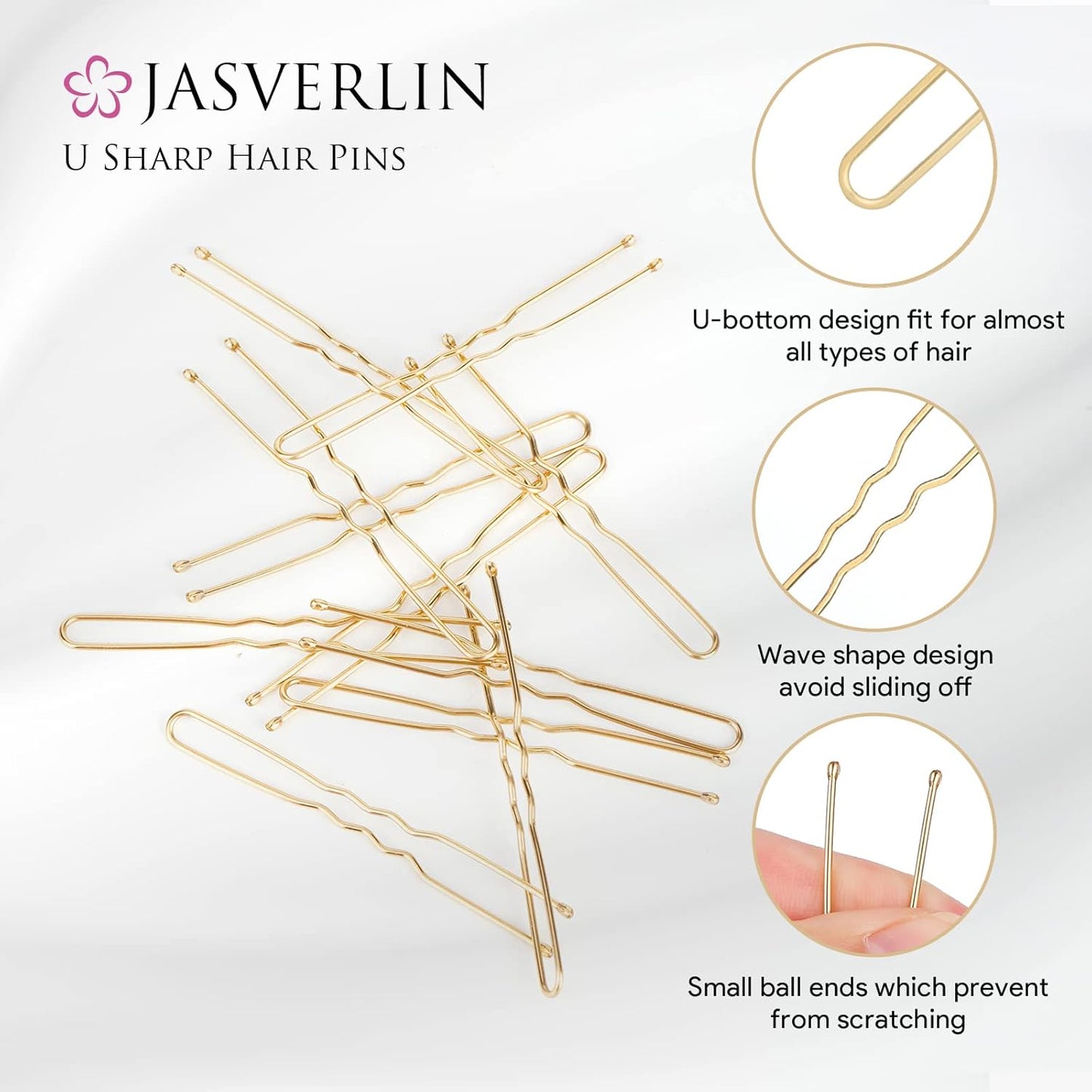 Blonde U Shaped Hair Pin for Buns, Gold Large Mini U Bobby Pins for Women Girls Updo Wedding Hairstyles Accessories Size Assortment 150pcs