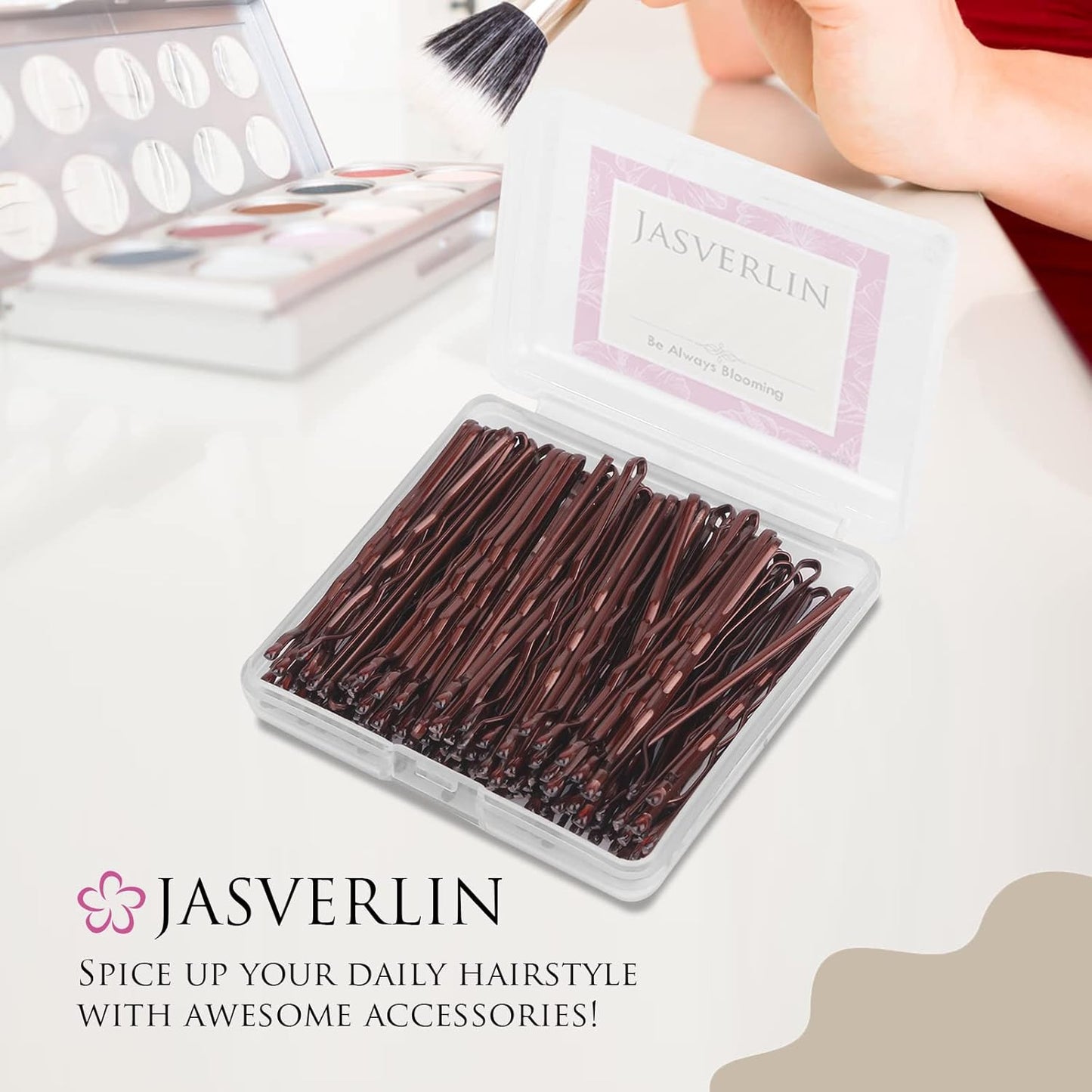 100 Pcs 2 Inch Bobby Pins Brown Premium Styling Hair Pin for Women Girls Long Thick Accessories Decorative Firm Hold Bulk