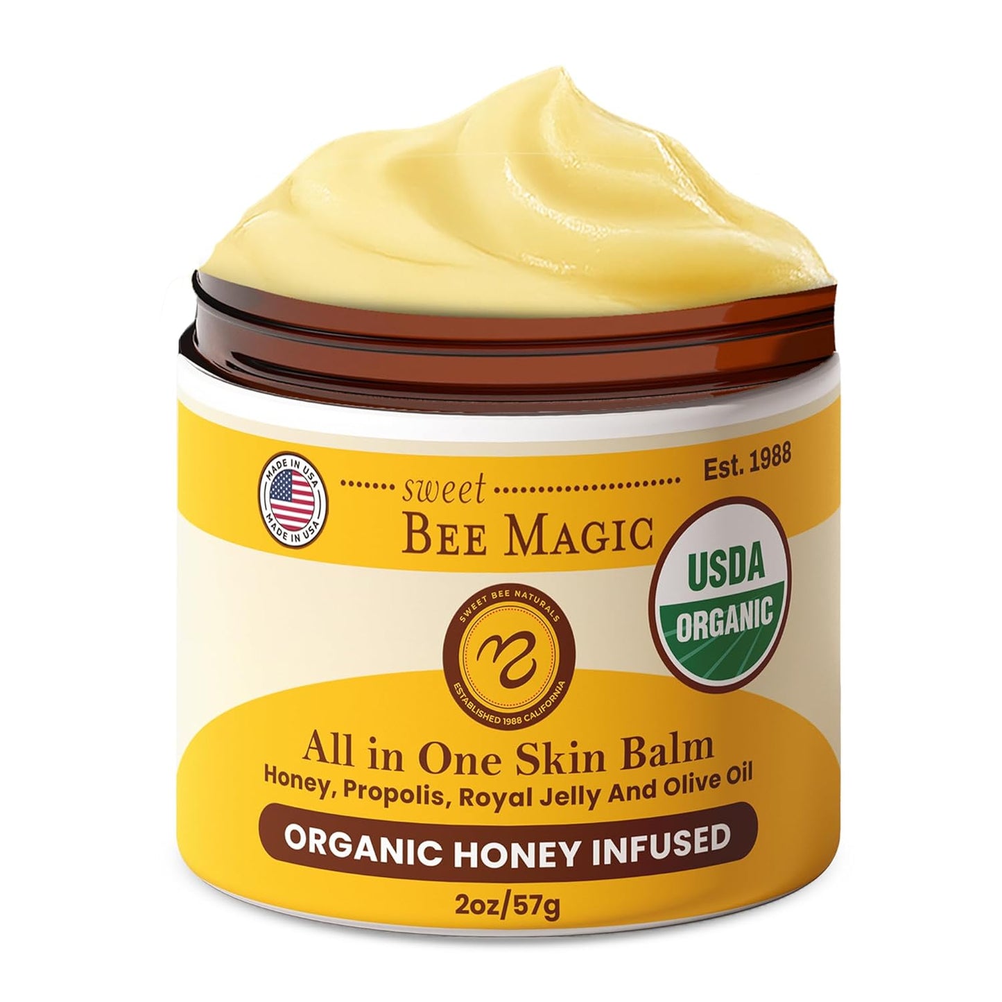 Sweet Bee Naturals - Sweet Bee Magic, All In One Healing Organic Balm. Organic Skin Aid, Small Batch Crafted in USA, Certified Organic, All Natural Skin Aid- 2 Ounce Jar