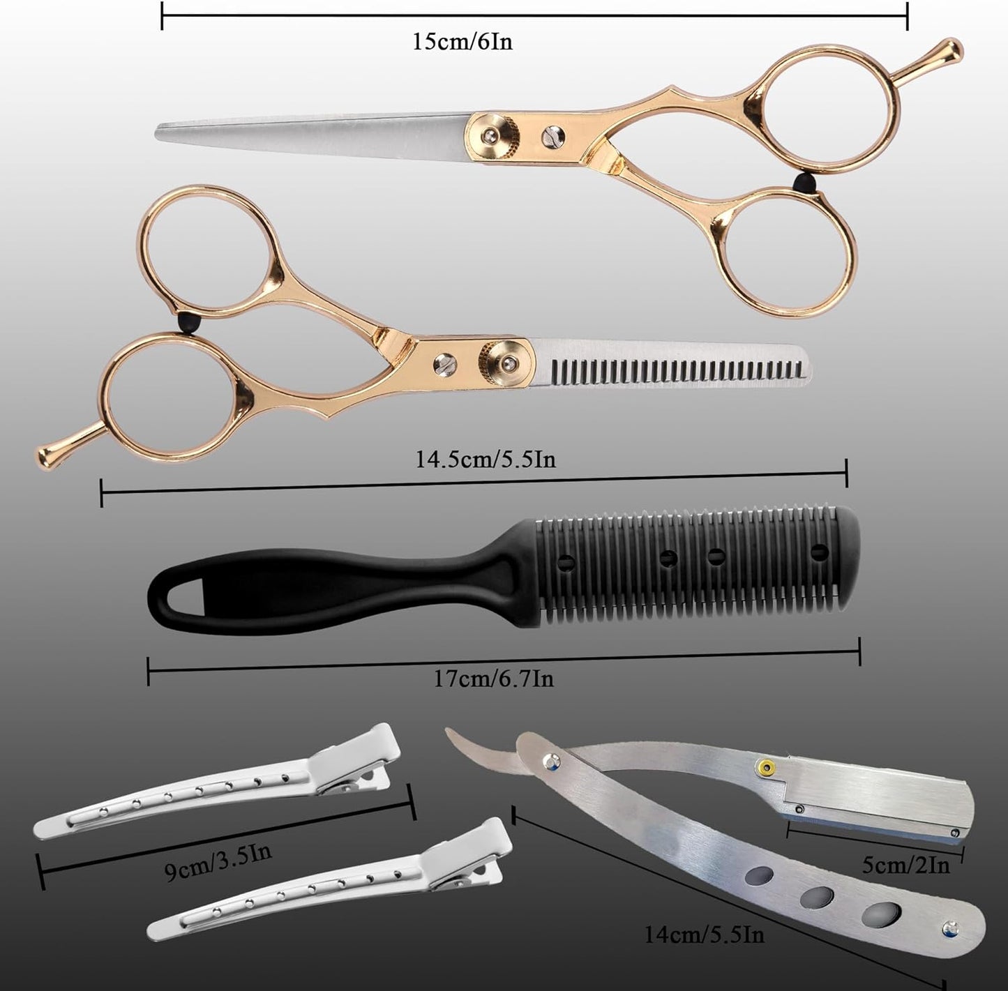 Hair Scissors Blending Shears Set, Fcysy 11 Pcs Professional Haircutting Thinning Shears Barber Kit, Salon Haircut Layering Scissors for Cutting Hair for Men Women Dogs