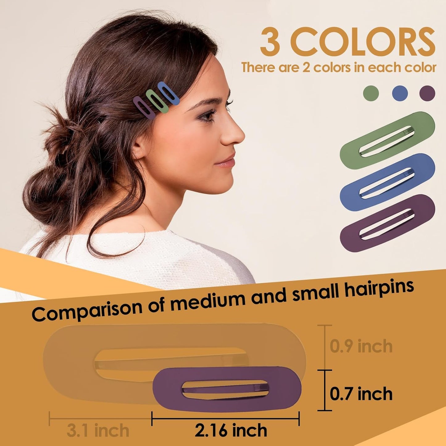 Small Flat Hair Clips for Women Lay Down Clips for Thin Hair Accessories 2.16 Inch 6pack