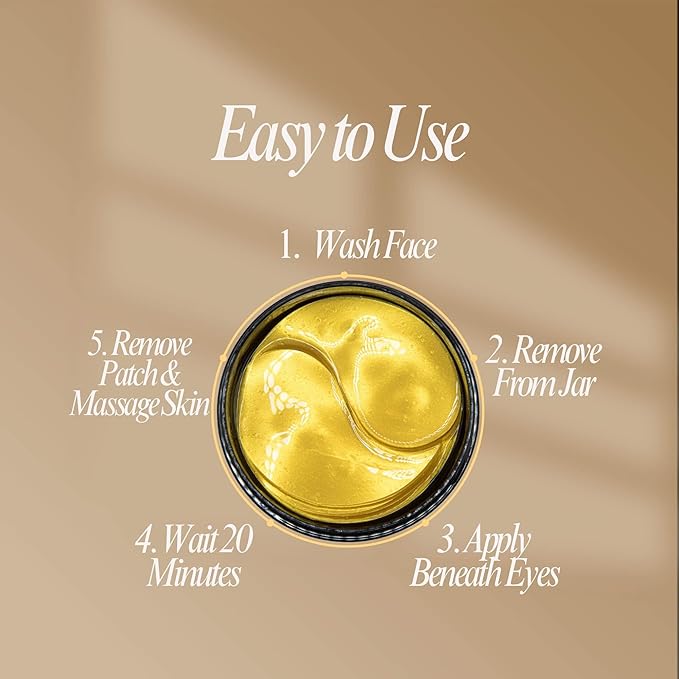 Under Eye Patches – Korean Skincare Face Masks for Puffy Eyes & Dark Circles, 24K Gold Caffeine & Hyaluronic Eye Mask Patch for Women Skin Care, Anti Wrinkle Puffiness Treatment