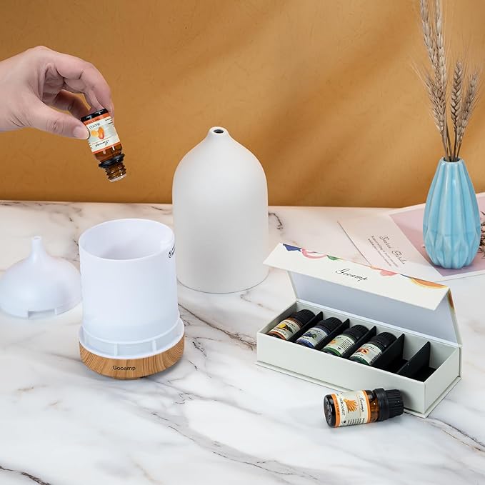 Essential Oils Set-Top 6 Organic Blends for Diffusers, Candle Making, Aromatherapy, Humidifiers, Gifts - Grape,Lemon,Mango,Bergamot,Plneapple,Peach(6X10ML)