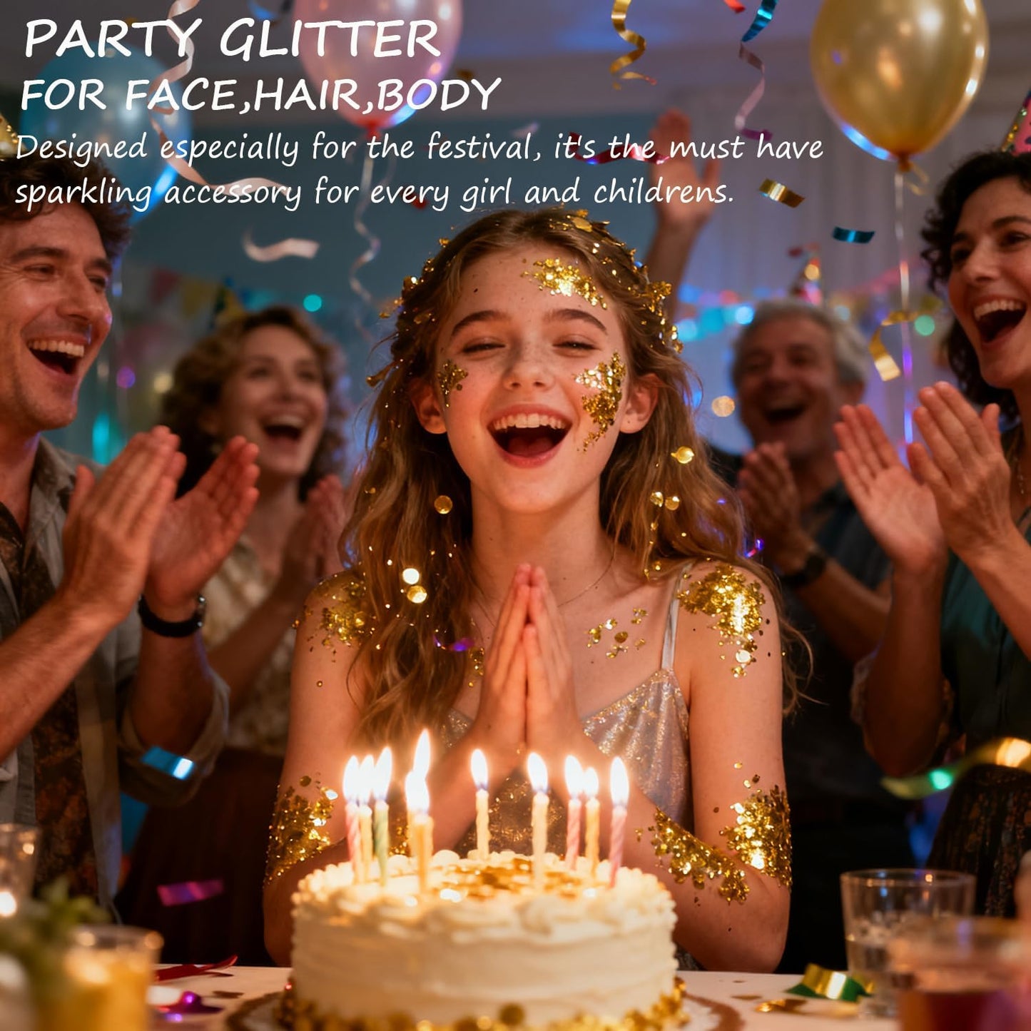 Face Body Glitter Set for Women and Kids, White Silver Gold Holographic Mermaid Sequins Chunky Glitter Makeup for Music Festival Rave Accessories, Running, Wedding, Prom, Carnivals