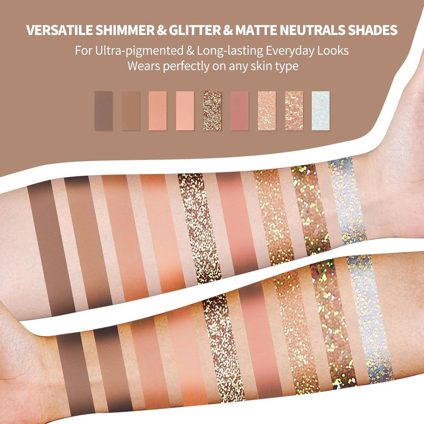 Naked Eyeshadow Palette 9 Colors Neutral Nude Matte Shimmer Glitter Eye Shadow Pallet High Pigmented Ultra-Blendable Naturing-Looking Waterproof Long Lasting Makeup Palette