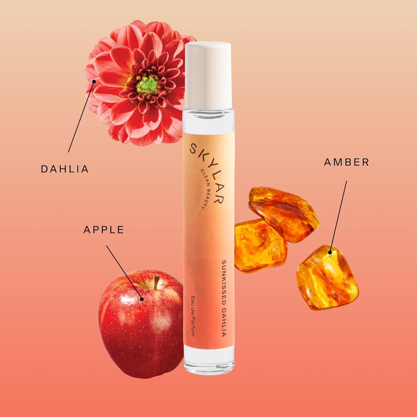 Skylar Sunkissed Dahlia Eau de Parfum - Hypoallergenic & Clean Perfume for Women & Men, Vegan & Safe for Sensitive Skin - Floral Perfume with Notes of Dahlia, Apple & Amber - 10mL /0.33 Fl oz