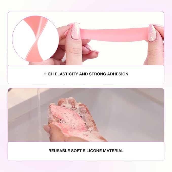 Curacoro Reusable Eye Pads, Silicone Under Eye Patches Lash Lift Cover Eyelash Extension | Soft Pads for Sensitive Skin during Eyelash Perm Lamination & Lash Extensions Remover (Pink, Style 4)