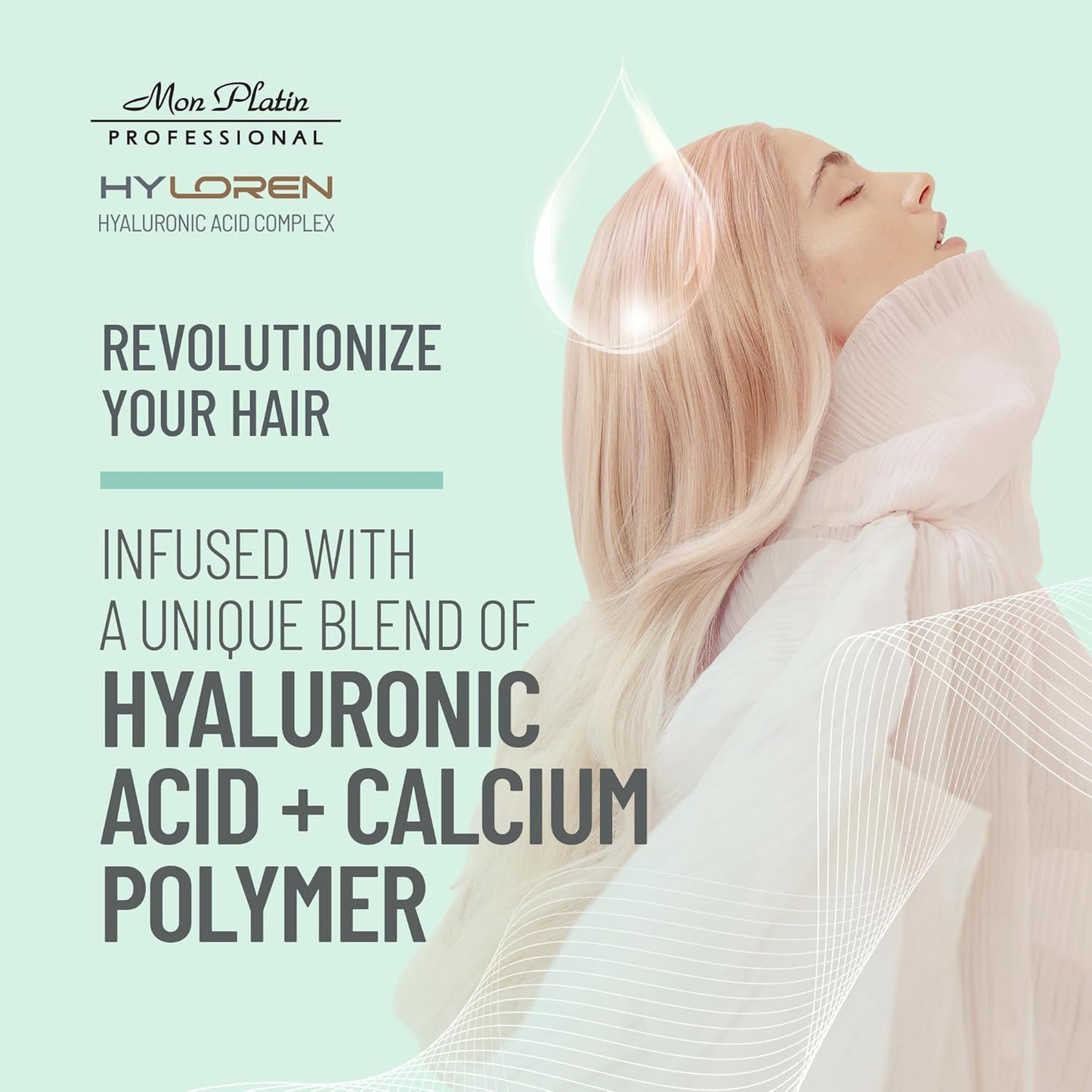 Mon Platin Professional HYLoren Boosting Shampoo, 500ml - For Thin, Sparse and Brittle Hair with Hyaluronic Acid, Volumizing and Thickening Shampoo, SLS/SLES Free, for Damaged Hair