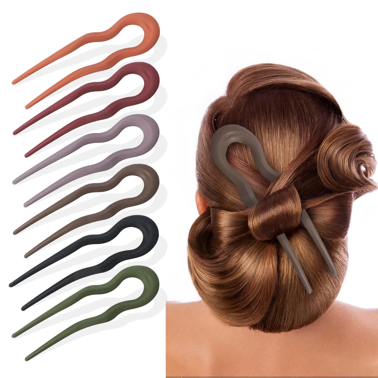 6PCS French Hair Pins for Women, French Twist Hair Pin for Thick Hair, Fashion Hair Pin for Styling Chignon, Wavy U Shaped Hair Clips for Women Hair Accessories