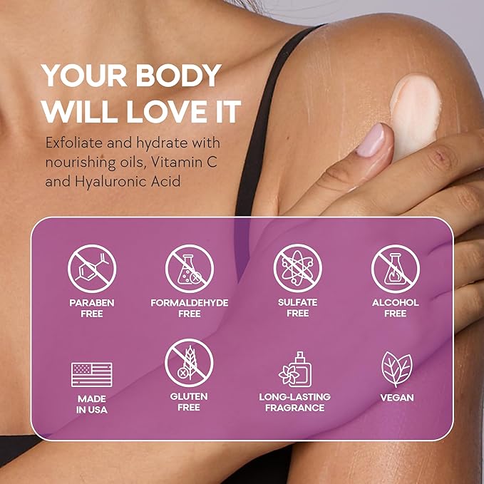 Dermasuri Exfoliating Sugar Scrub - Body Scrubber for Men & Women - Exfoliates & Removes Dead & Dry Skin for a Soft & Radiant Glow - Deep Hydration & Moisture - Coconut Passion Fruit