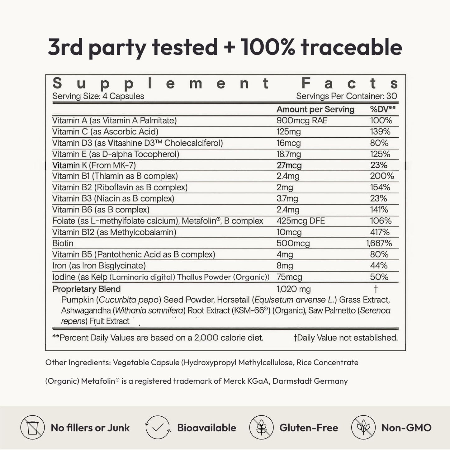 Moon Juice SuperHair Hair Growth Vitamins for Women & Men with Biotin & Saw Palmetto - Clinical Strength Multivitamin Hair Supplement for Healthier, Stronger, Thicker Hair, 120 Capsules - 30 Servings