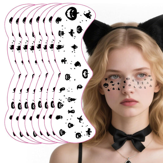 Halloween Freckles Face Tattoo, Cut Ghost &Pumpkin Patterns Temporary Tattoos Stickers, Temporary Makeup Freckles Tattoos, Freckles Face Tattoo for Adults, Kids, Halloween, 8Pcs