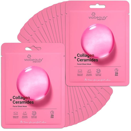 24 Pack of Collagen Face Mask with Ceramides - Rejuvenating Facial Sheet Mask, Fine Lines & Reduce Wrinkles - Face Masks Skincare Moisturizing Collagen Mask for All Skin Types
