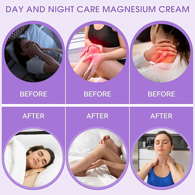 Magnesium Cream, Magnesium Lotion from The Dead Sea - Natural Ingredients - Made in USA - Use Day and Night, Lavender Magnesium Cream, 4 oz