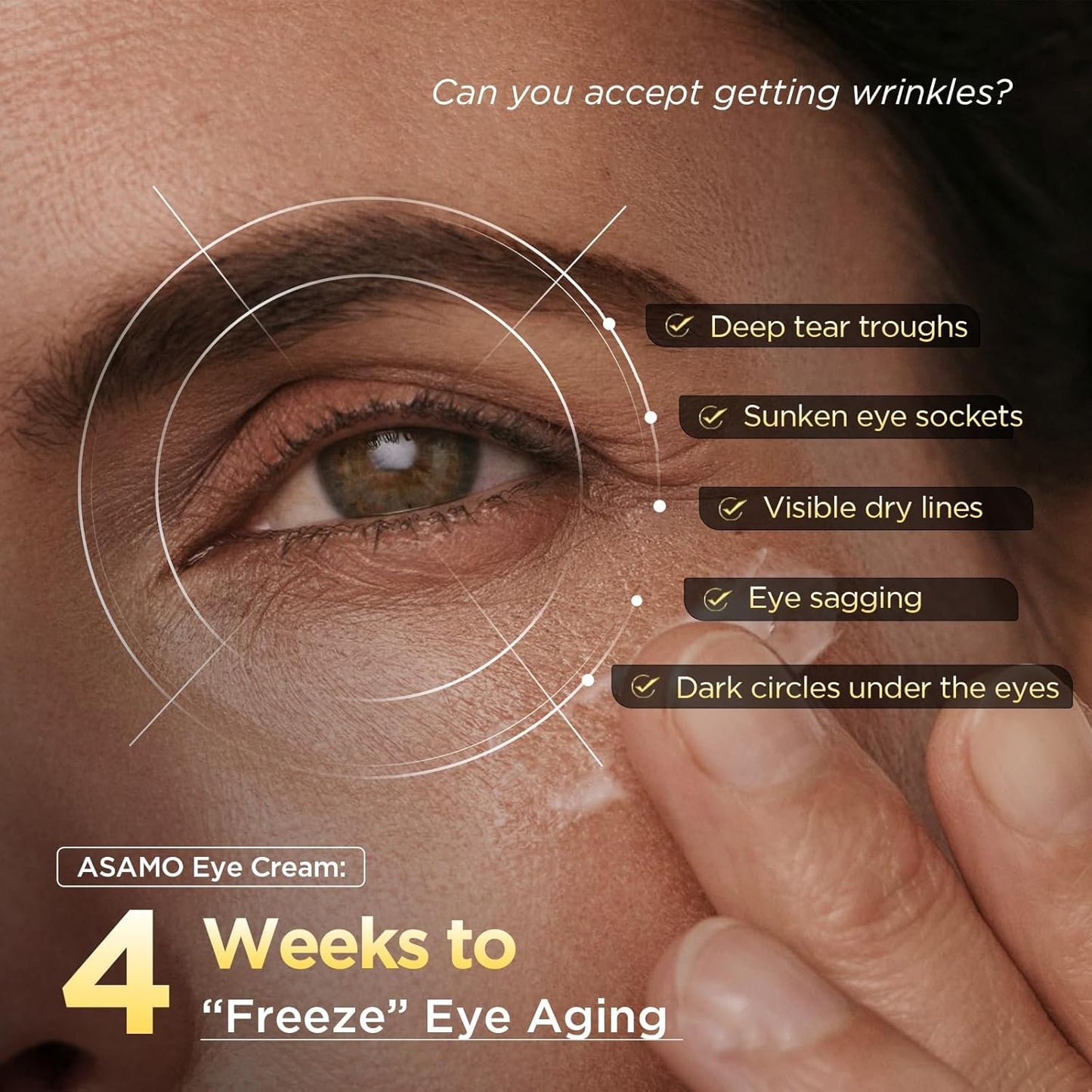 ASAMO Retinol Eye Cream – Retinol and Peptides for Fine Lines, Puffiness, and Under-Eye Shadows, Anti Aging, Eye Care Daily Wrinkle Cream,1.06 fl.oz