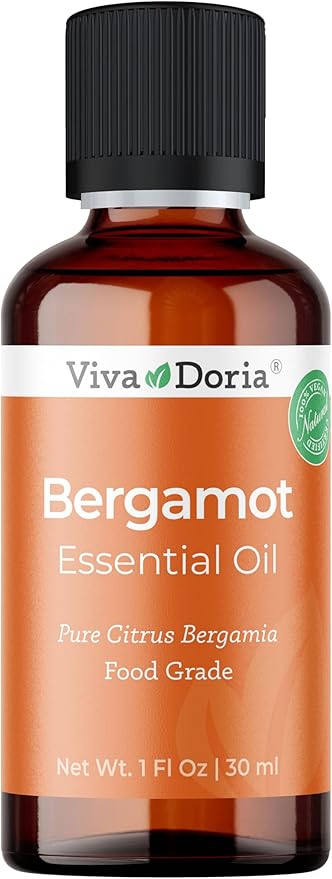 Viva Doria 100% Pure Bergamot Essential Oil, Undiluted, Food Grade, Italian Bergamot Oil, 1 Fluid Ounce (30 mL) Natural Aromatherapy Oil