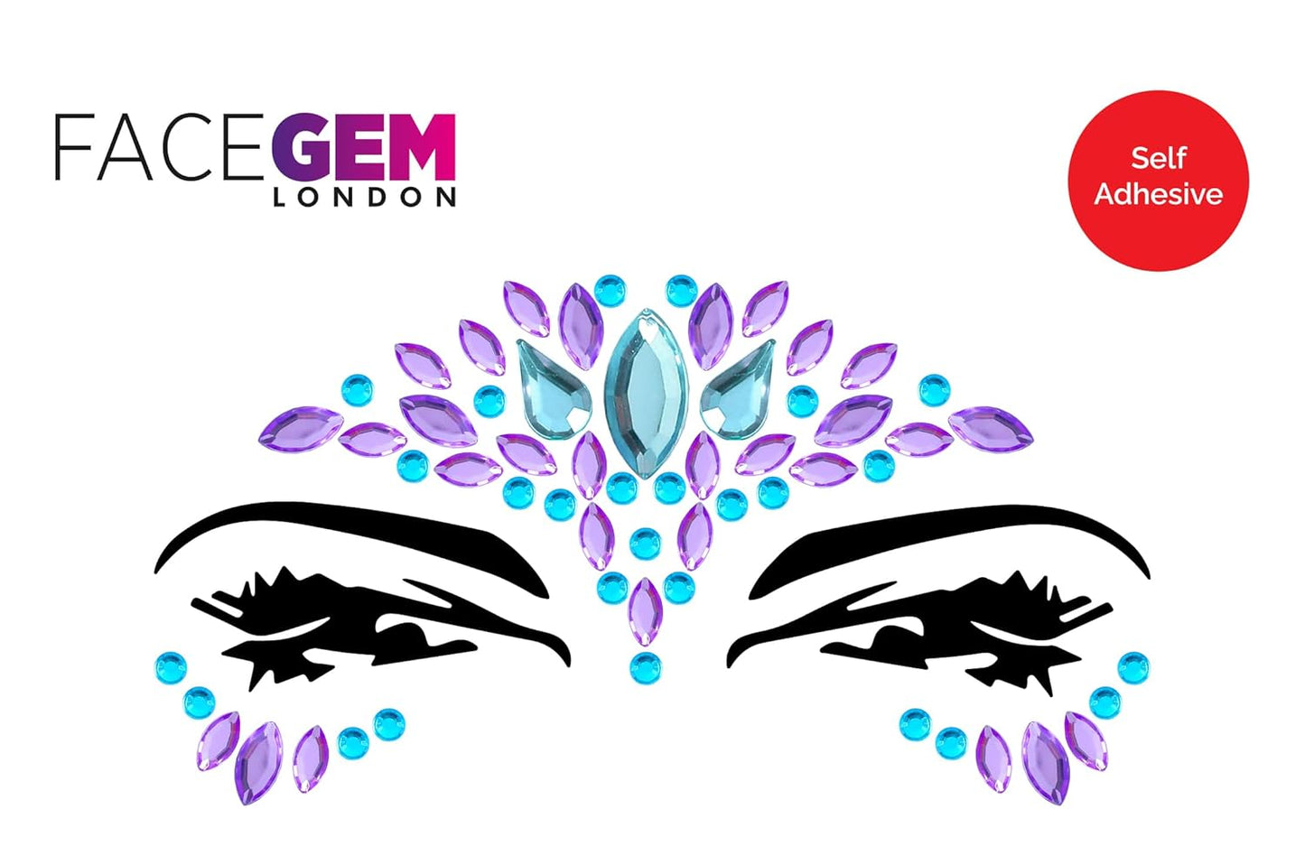 FACEGEM LONDON Face Gems Adhesive Glitter Jewel Tattoo Sticker Festival Gems Rave Party Body Make Up (60 PCS FACE GEMS)