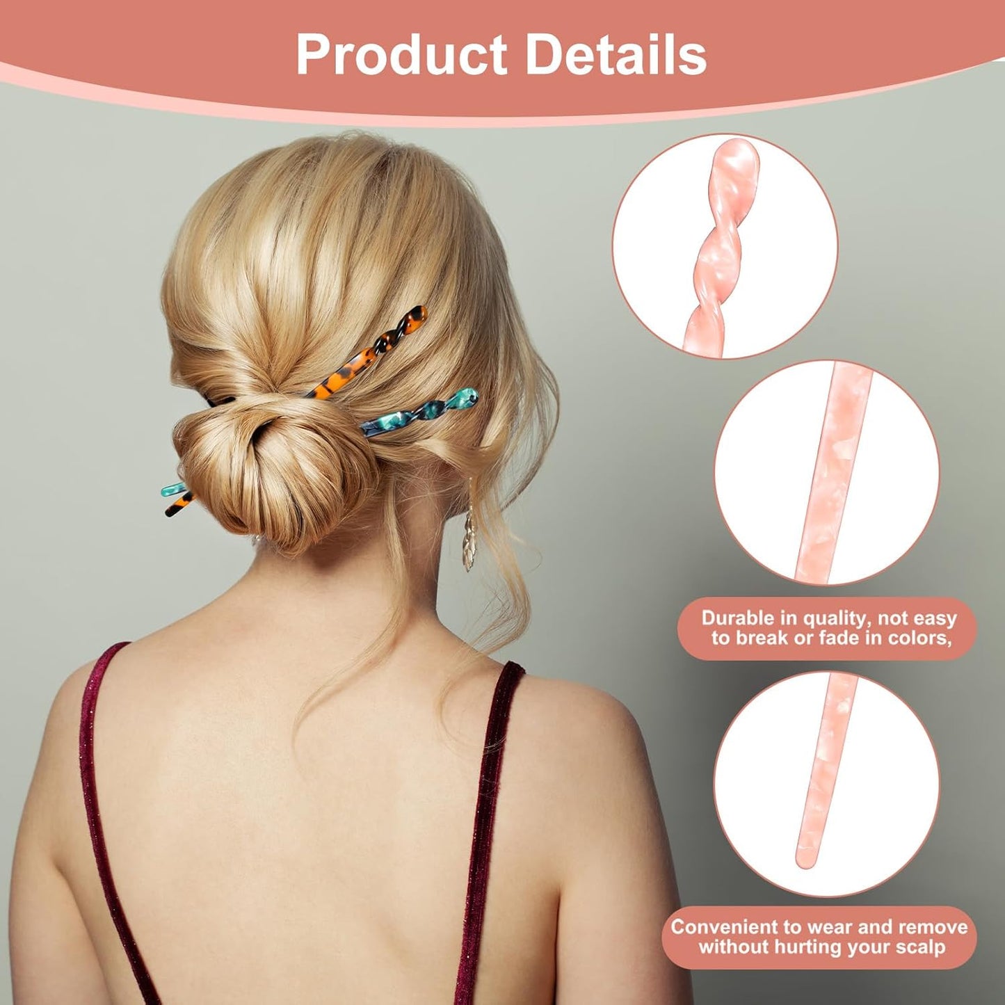 10 Pcs Acetate Tortoise Shell Hair Sticks 5 Styles Vintage Leopard Print Hair Pins Elegant Styling Hairs Chopsticks Chinese Retro Hairpins Disk Hairs Chopsticks Hairstyle Accessories for Women Girls