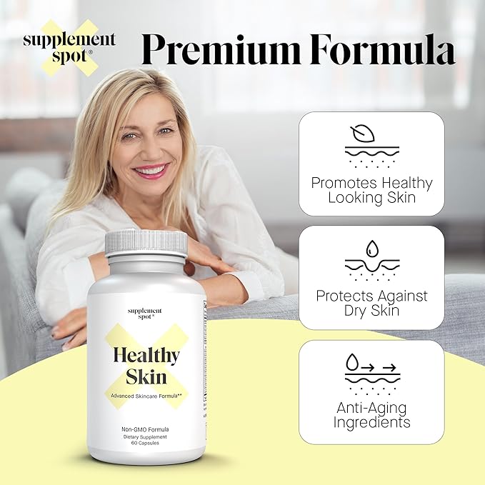 Healthy Skin Anti-Aging Supplement w/Hyaluronic Acid, Trans Resveratrol, Collagen & Alpha Lipoic Acid – Anti Wrinkles Supplement Protects, Rejuvenates & Increases Skin Elasticity (60 Capsules)