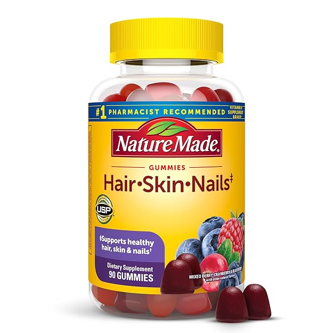 Nature Made Hair Skin and Nails with Biotin 2500 mcg, Dietary Supplement for Healthy Hair, Skin & Nails Support, 90 Gummies, 45 Day Supply