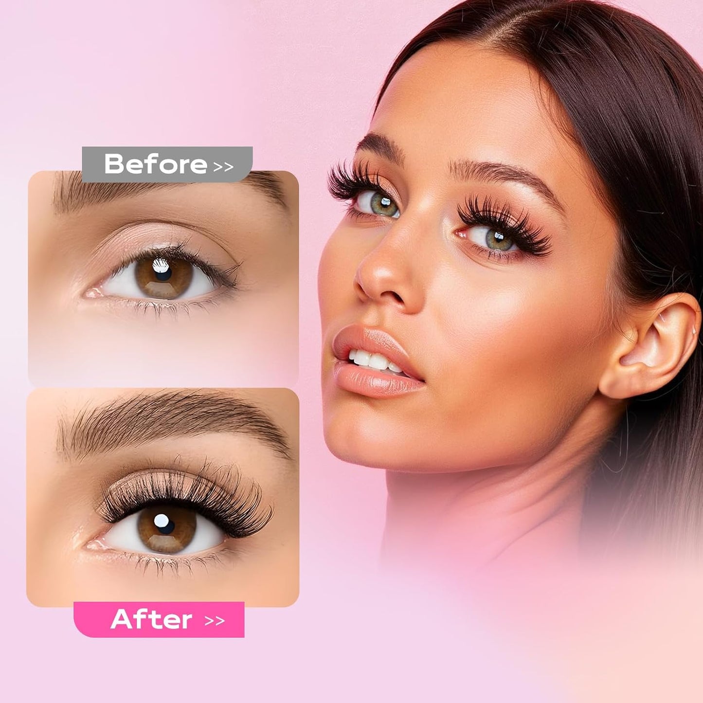 Dramatic Cat Eyelashes - Fluffy Volume False Eyelashes with Lightweight Comfort, Easy Apply Winged Style (8-16mm), Reusable Glam Lashes for All Eye Shapes, 7 Pairs Full-Strip Lashes
