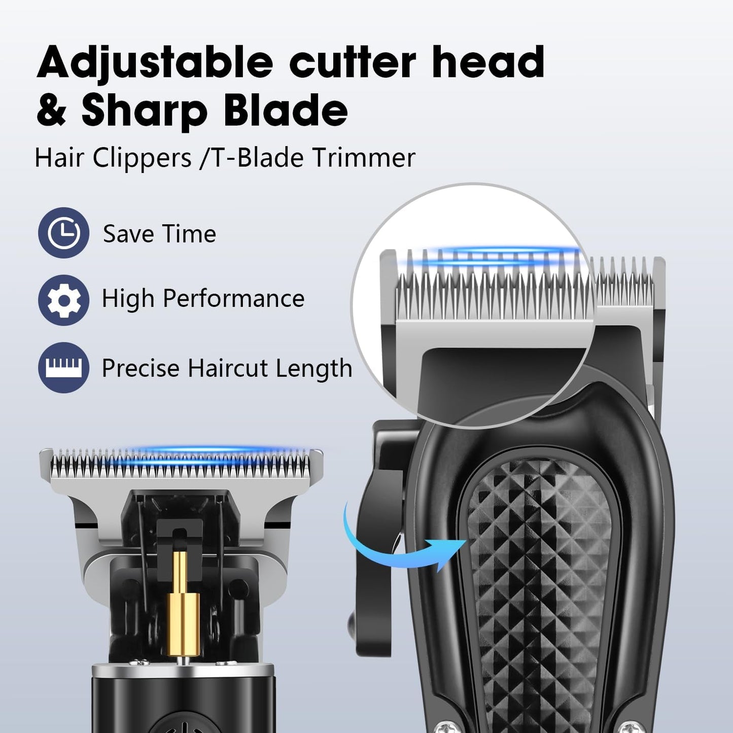 HIENA PRO Professional Hair Clippers and Trimmers Set for Men Cordless Barber Kit Hair Cutting Kit Rechargeable Clipper Set for Barbers with LED Display, Gifts for Men, (Black)