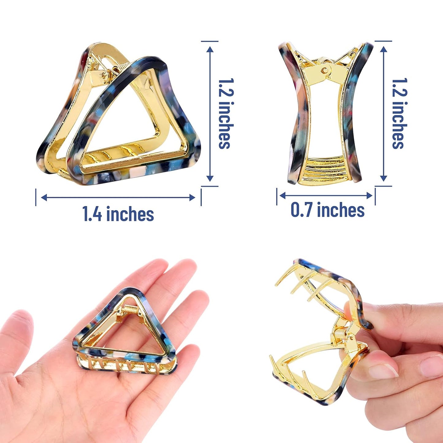 Cobahom 3 Pack Hollow Triangle Hair Clips for Women Girls 2 inch Acetate Hair Jaw Clips No-Slip Hair Clip Hair Styling Accessories for Women Lady