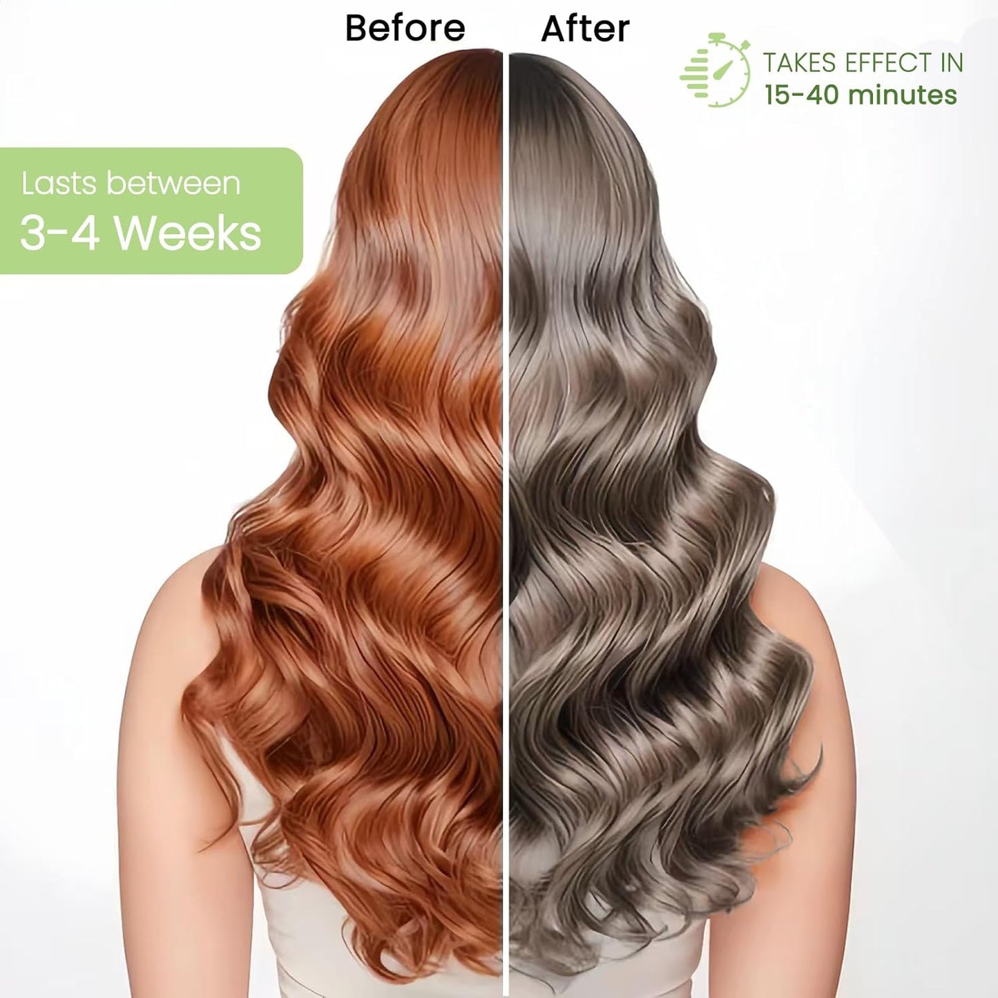 Chestnut Brown Hair Dye Shampoo 3-in-1, Instant Natural Hair Color Dye Shampoo for Women Men Maroon, Root Touch Up & 3-4 Weeks Lasting & Easy to Use & for All Hair Types, 500ml