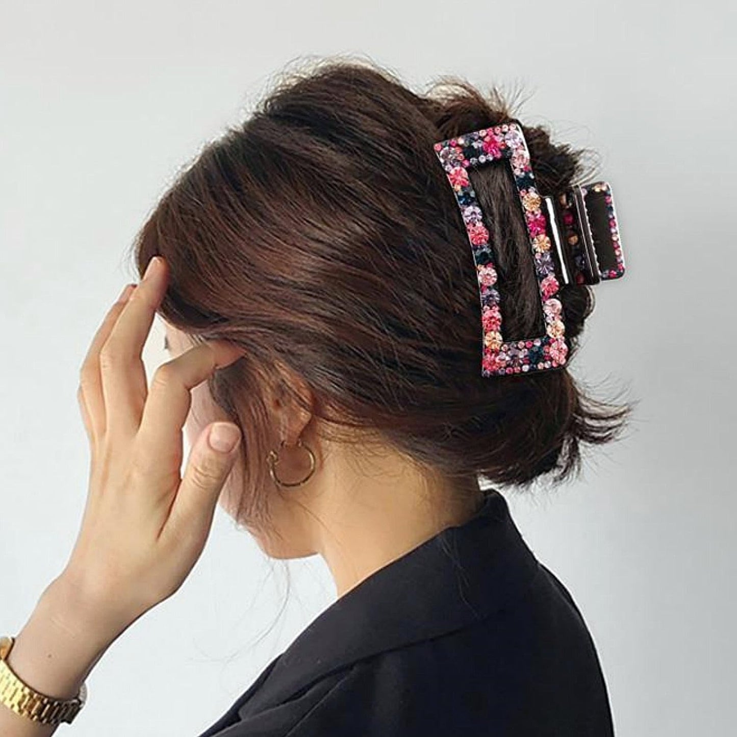 Rhinestone Crystal Hair Clips, 2 Pack Exquisite Hair Claw Clips Nonslip Hair Claws for Thick Long Hair, Fashion Hair Clamp Accessories for Women Ladies Strong Hold Hair Barrette for Hair Styling