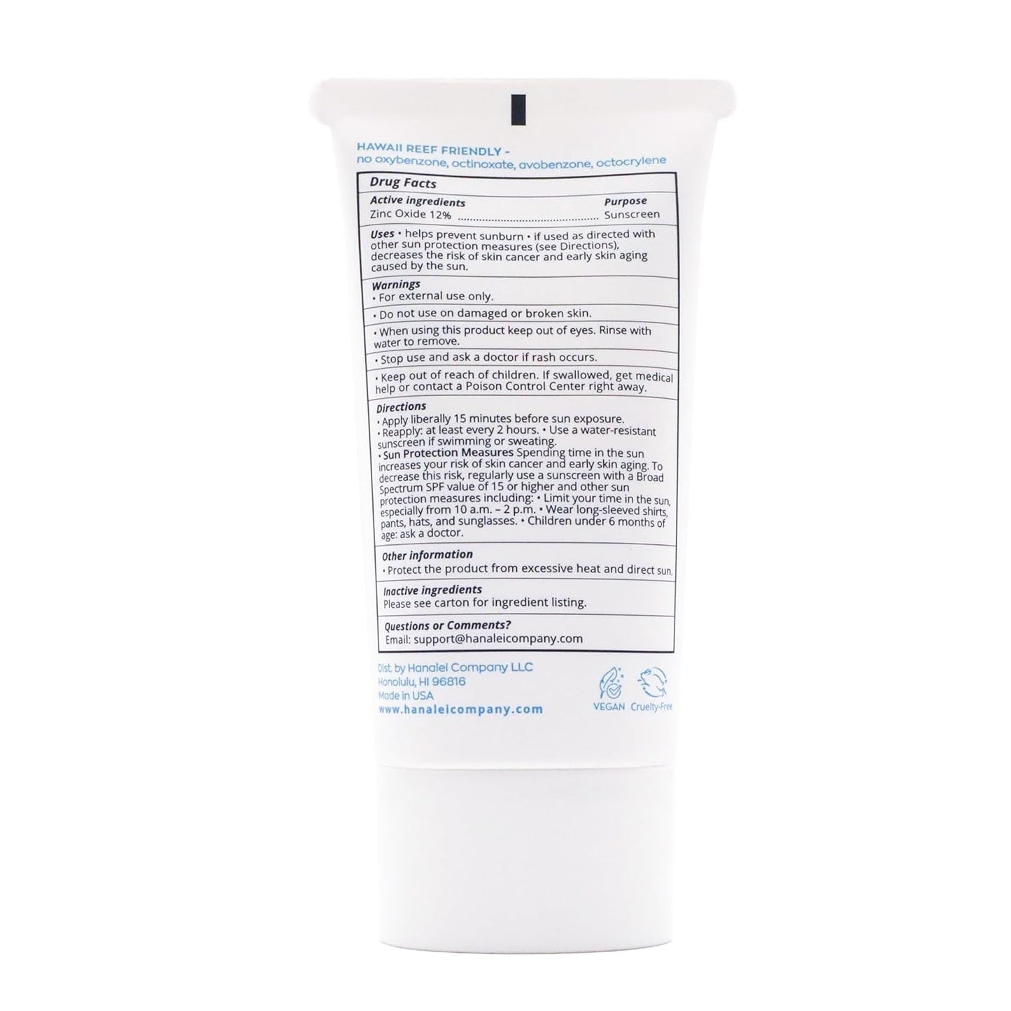 Hanalei Mineral Sunscreen Face Moisturizer SPF 50 – Dermatologist Tested, Zinc Oxide, Vegan, Reef-Safe, Invisible Protection, No White Cast, 3-in-1 Hydrating Primer, Gentle for Sensitive Skin 1.7 oz